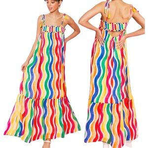 Flying Tomato Classic Love Rainbow Maxi Dress Size Large